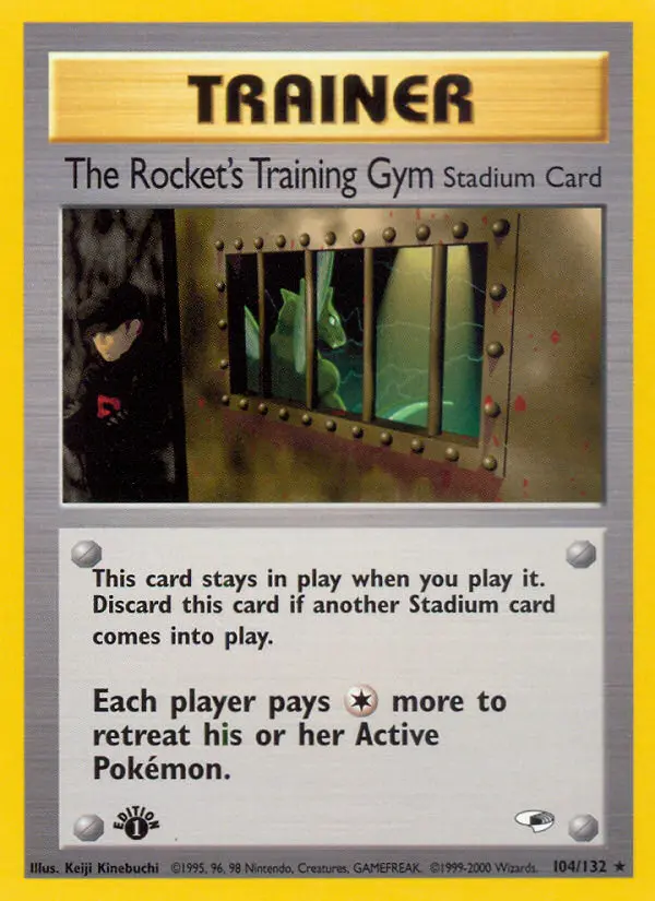 The Rocket's Training Gym Rare Pokemon card #104 from Gym Heroes