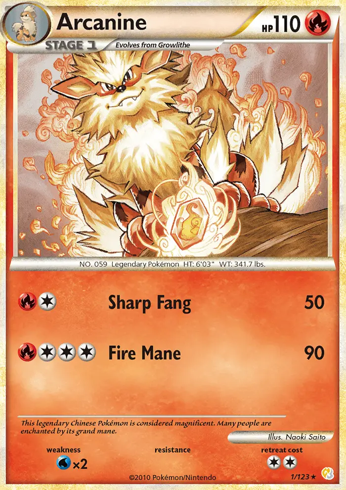 Arcanine Rare Holo Pokemon card #1 from HeartGold SoulSilver