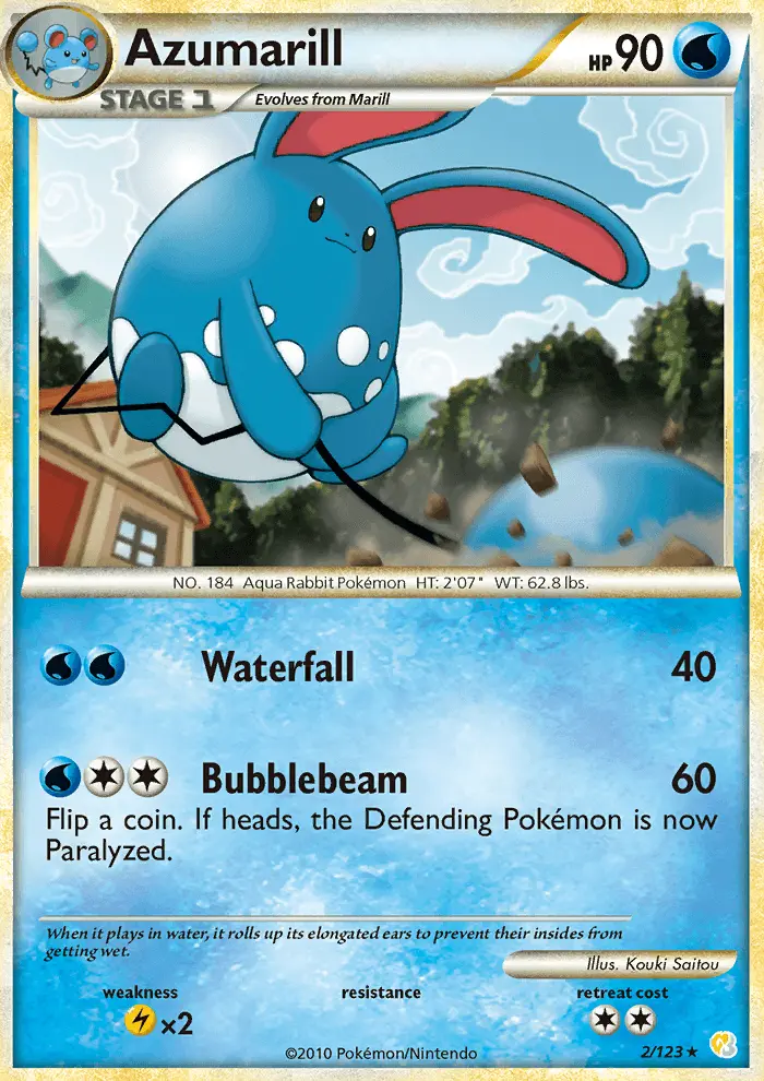 Azumarill Rare Holo Pokemon card #2 from HeartGold SoulSilver