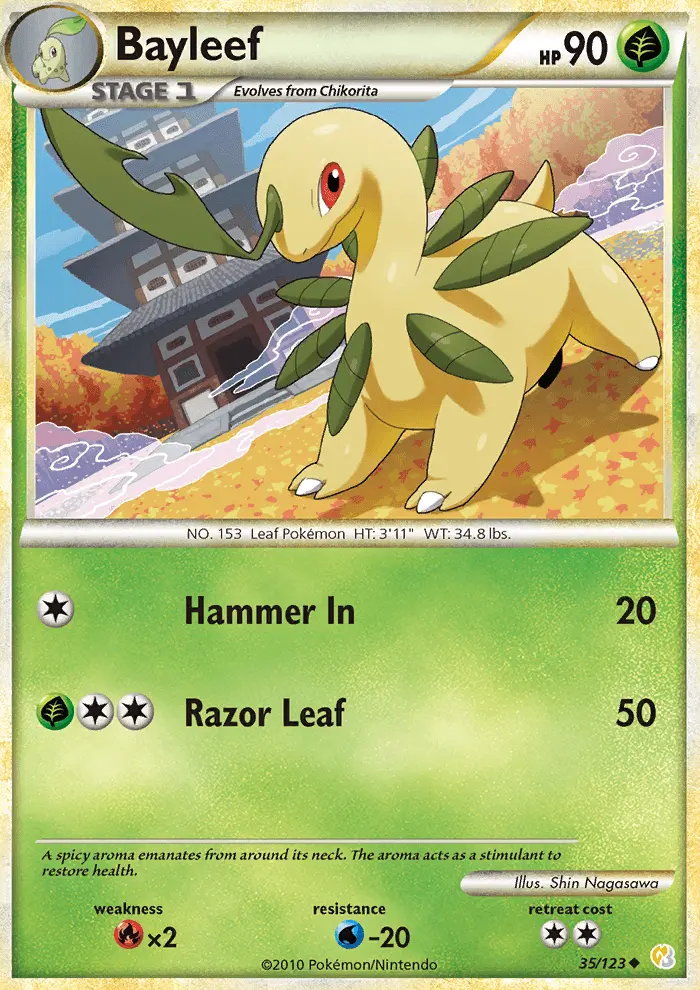 Bayleef Uncommon Pokemon card #35 from HeartGold SoulSilver