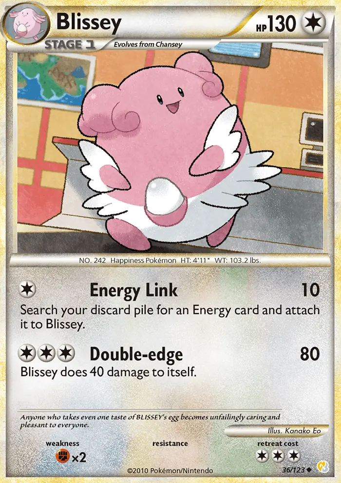 Blissey Uncommon Pokemon card #36 from HeartGold SoulSilver