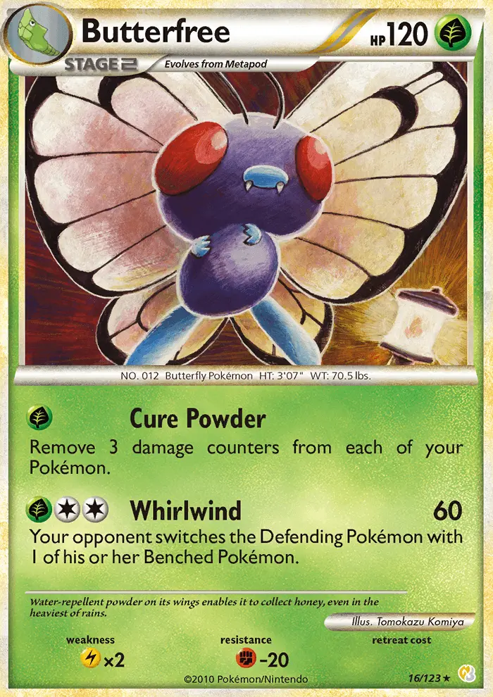 Butterfree Rare Pokemon card #16 from HeartGold SoulSilver