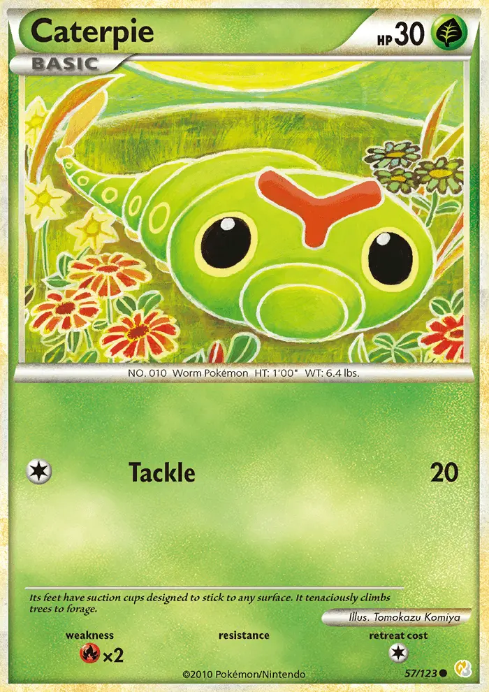 Caterpie Common Pokemon card #57 from HeartGold SoulSilver
