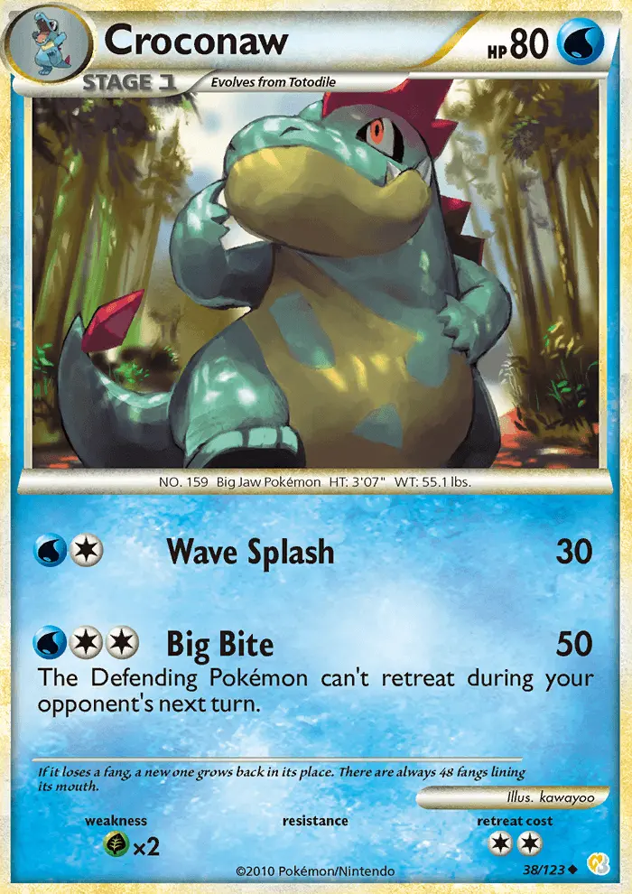 Croconaw Uncommon Pokemon card #38 from HeartGold SoulSilver