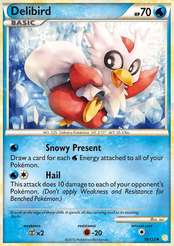 Delibird Uncommon Pokemon card #39 from HeartGold SoulSilver