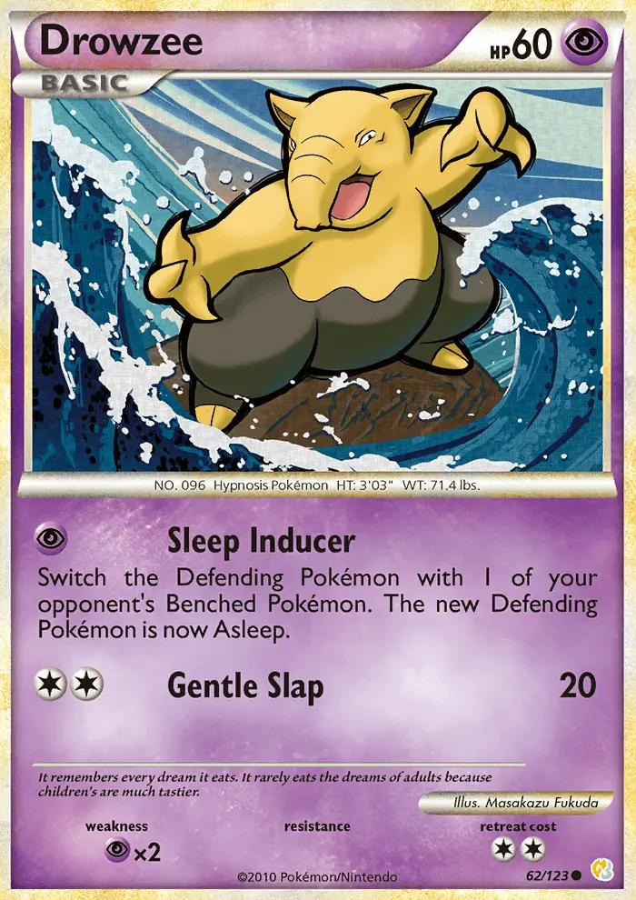 Drowzee Common Pokemon card #62 from HeartGold SoulSilver
