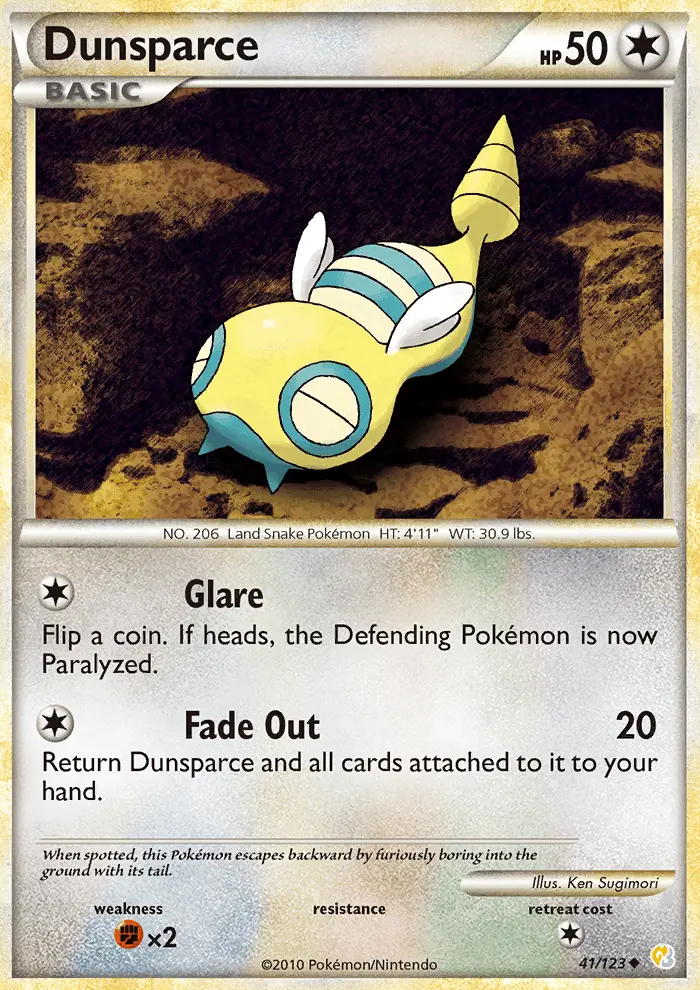 Dunsparce Uncommon Pokemon card #41 from HeartGold SoulSilver