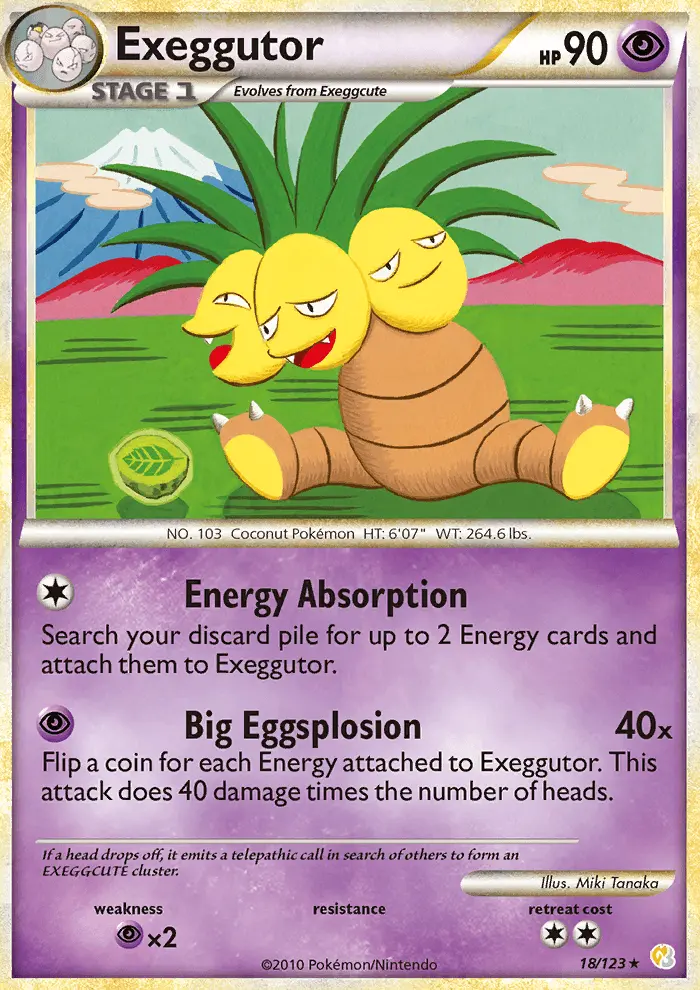 Exeggutor Rare Pokemon card #18 from HeartGold SoulSilver