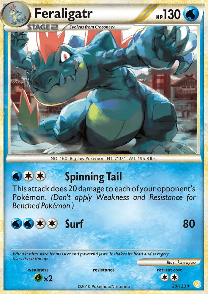 Feraligatr Rare Pokemon card #20 from HeartGold SoulSilver