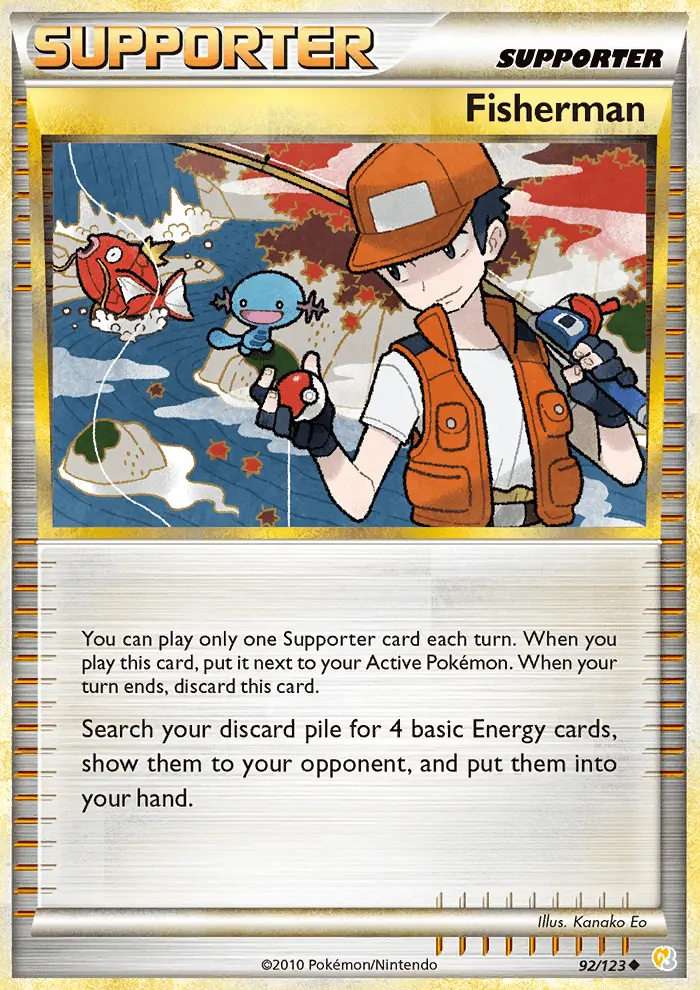 Fisherman Uncommon Pokemon card #92 from HeartGold SoulSilver