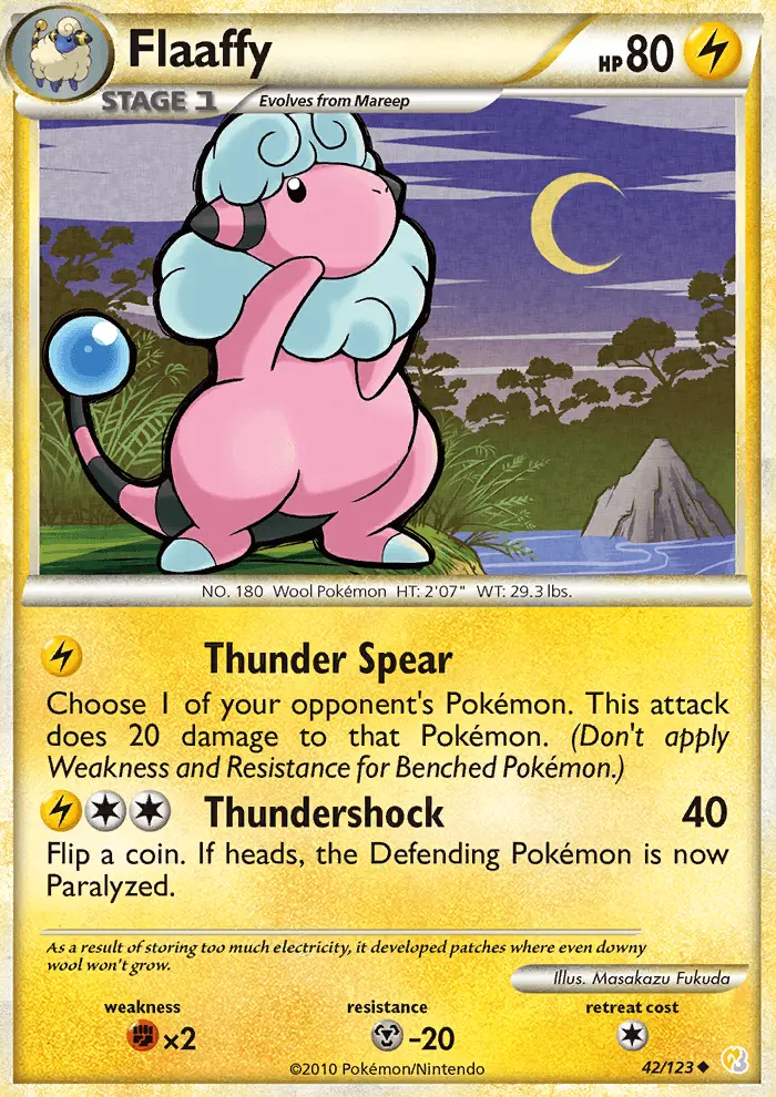 Flaaffy Uncommon Pokemon card #42 from HeartGold SoulSilver