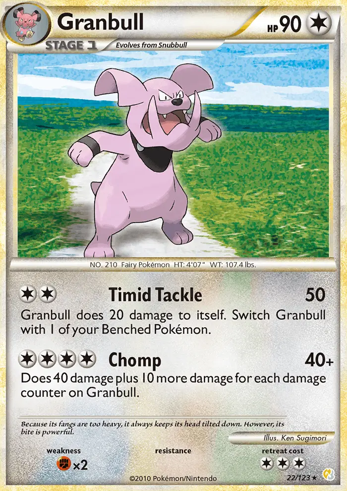 Granbull Rare Pokemon card #22 from HeartGold SoulSilver