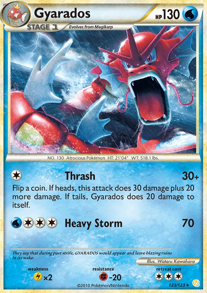 Gyarados Rare Pokemon card #123 from HeartGold SoulSilver