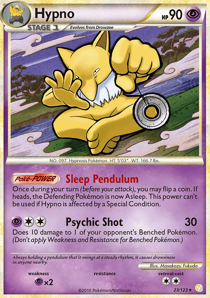 Hypno Rare Pokemon card #23 from HeartGold SoulSilver