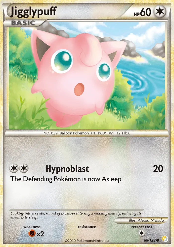 Jigglypuff Common Pokemon card #68 from HeartGold SoulSilver