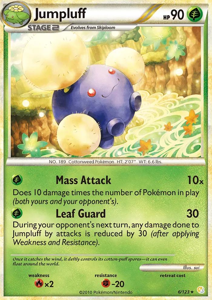 Jumpluff Rare Holo Pokemon card #6 from HeartGold SoulSilver