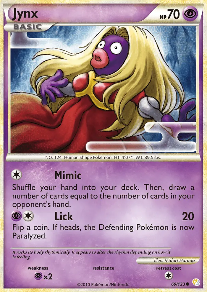 Jynx Common Pokemon card #69 from HeartGold SoulSilver