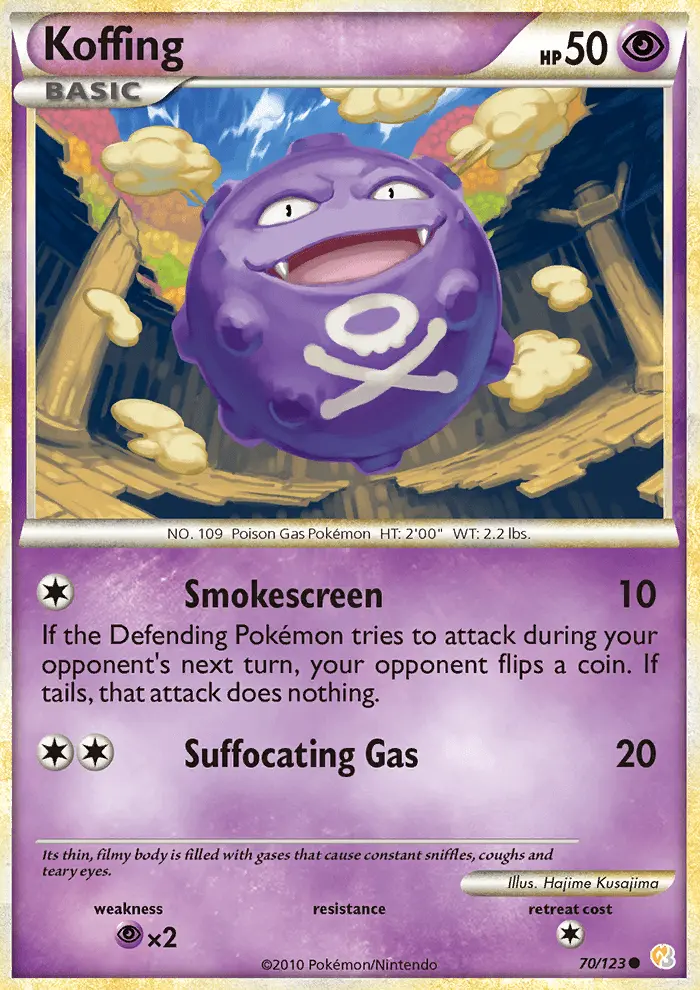 Koffing Common Pokemon card #70 from HeartGold SoulSilver
