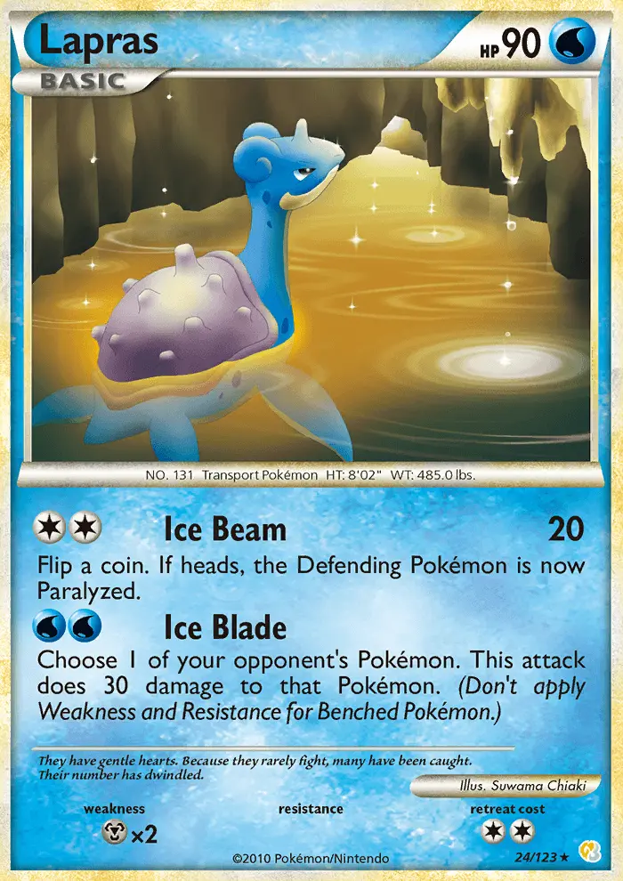 Lapras Rare Pokemon card #24 from HeartGold SoulSilver