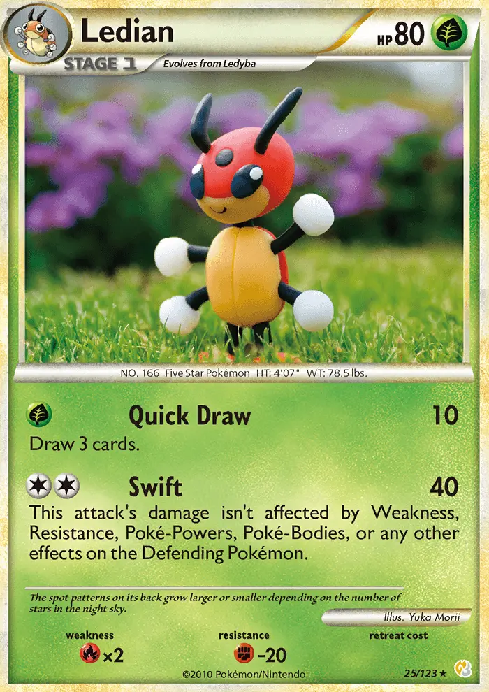 Ledian Rare Pokemon card #25 from HeartGold SoulSilver