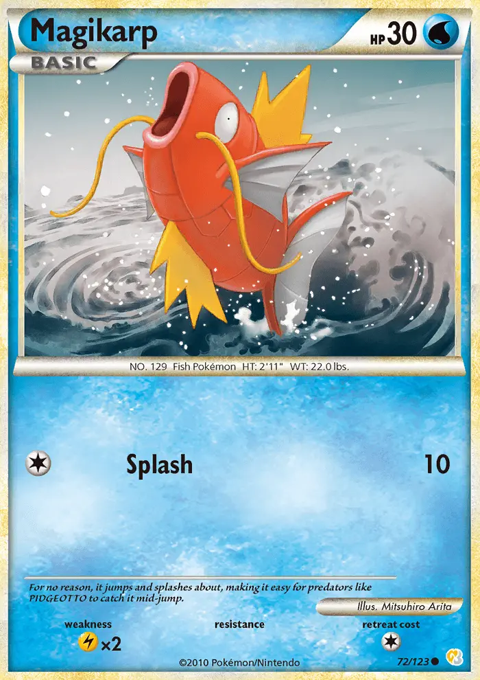 Magikarp Common Pokemon card #72 from HeartGold SoulSilver