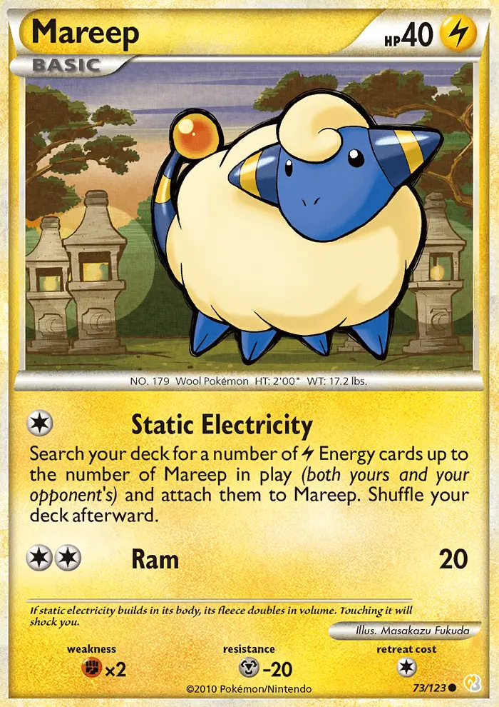 Mareep Common Pokemon card #73 from HeartGold SoulSilver