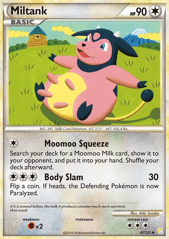 Miltank Uncommon Pokemon card #47 from HeartGold SoulSilver