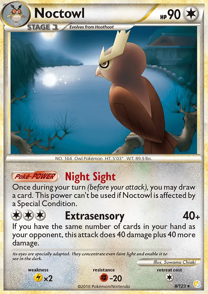 Noctowl Rare Holo Pokemon card #8 from HeartGold SoulSilver