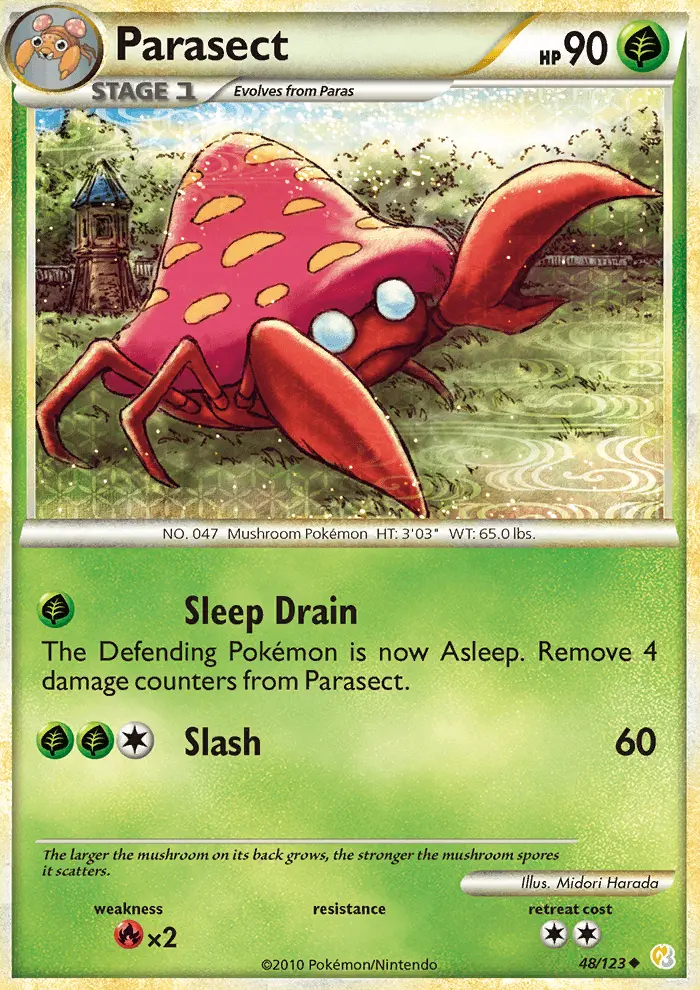 Parasect Uncommon Pokemon card #48 from HeartGold SoulSilver