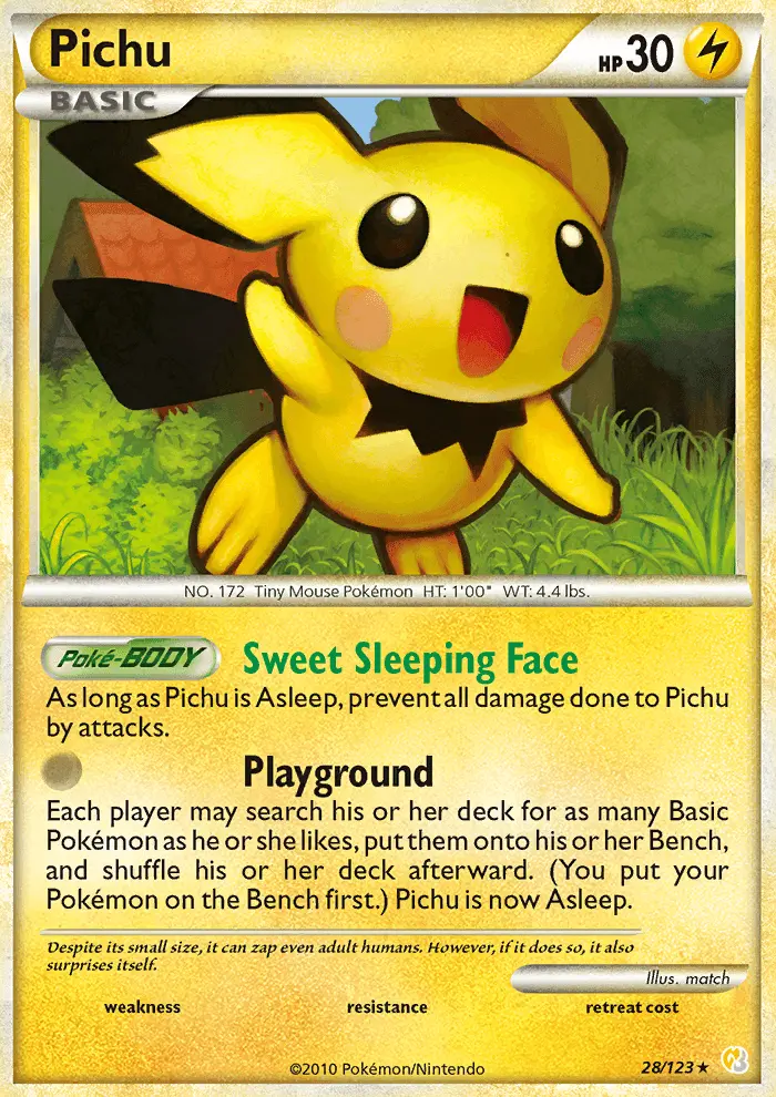 Pichu Rare Pokemon card #28 from HeartGold SoulSilver