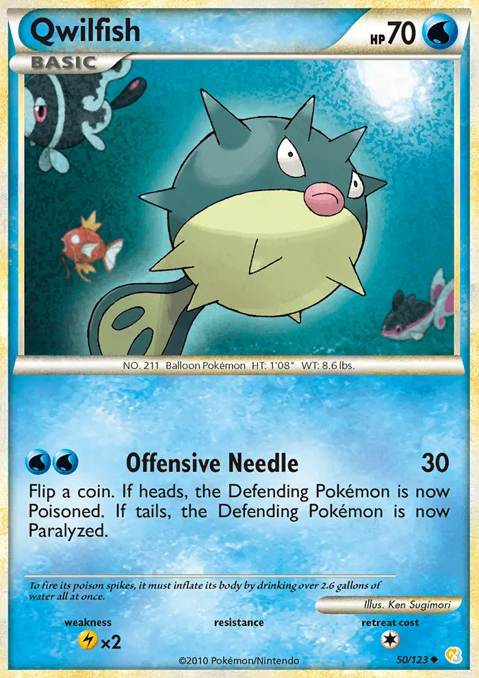 Qwilfish Uncommon Pokemon card #50 from HeartGold SoulSilver