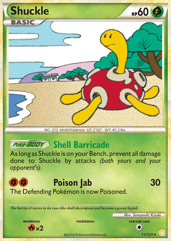 Shuckle Rare Holo Pokemon card #11 from HeartGold SoulSilver