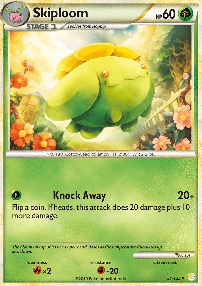 Skiploom Uncommon Pokemon card #51 from HeartGold SoulSilver