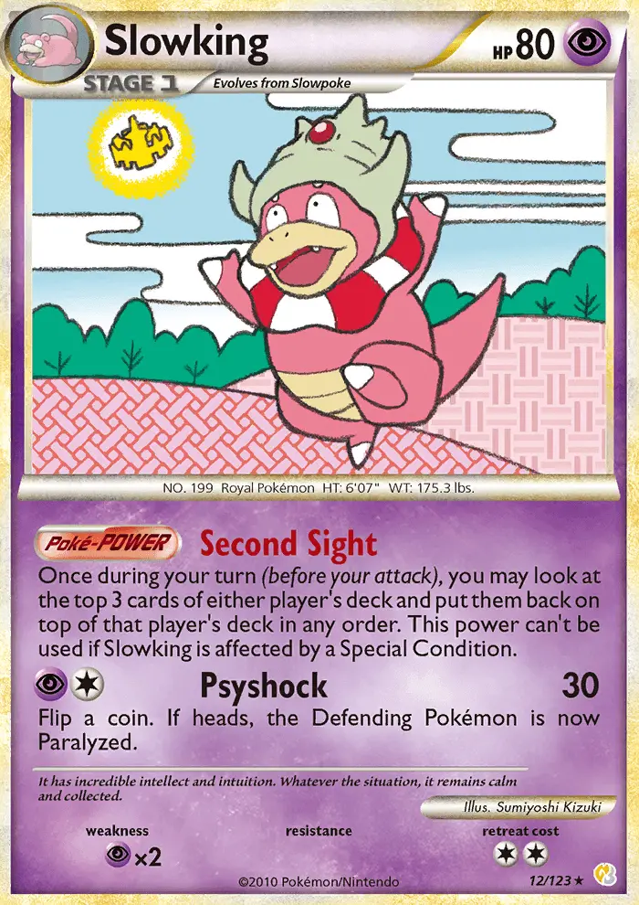 Slowking Rare Holo Pokemon card #12 from HeartGold SoulSilver