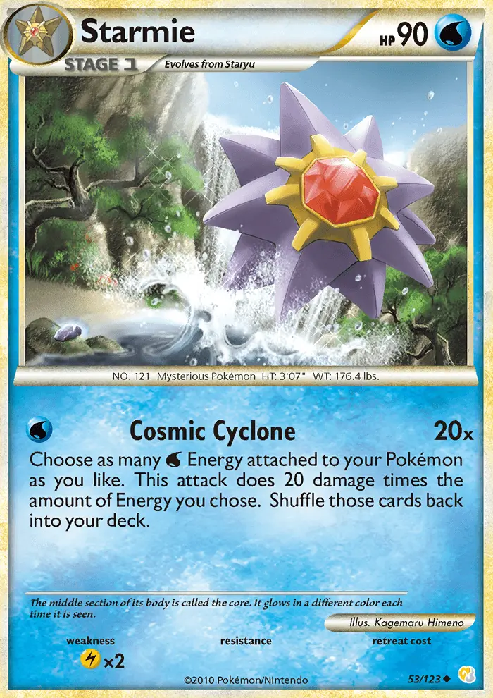 Starmie Uncommon Pokemon card #53 from HeartGold SoulSilver