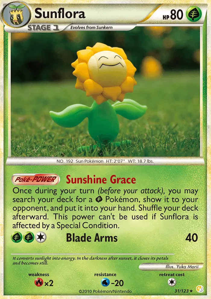Sunflora Rare Pokemon card #31 from HeartGold SoulSilver