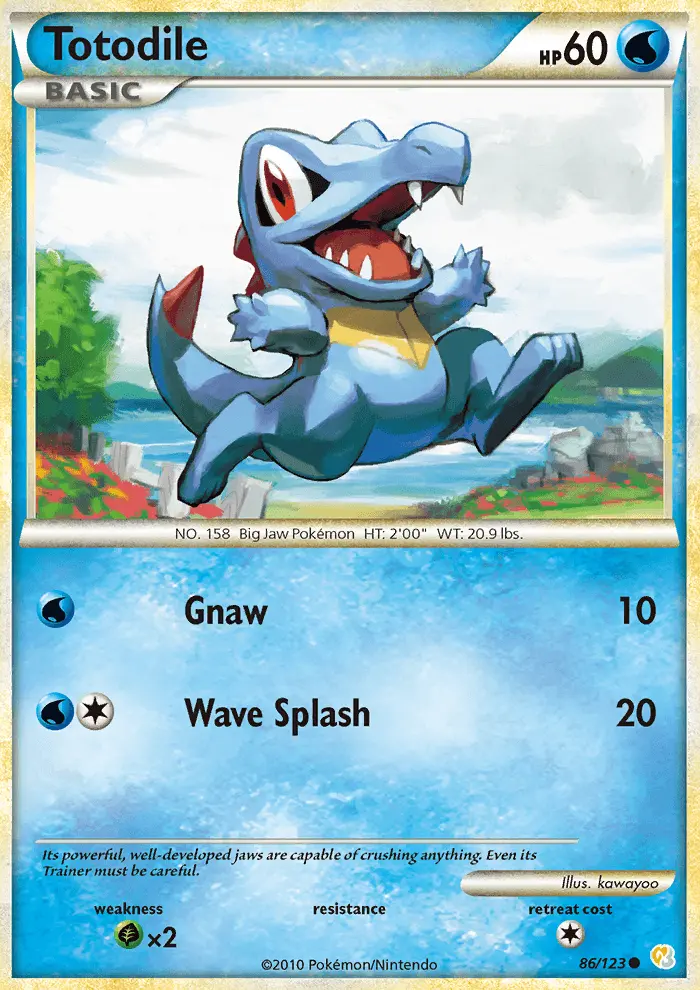 Totodile Common Pokemon card #86 from HeartGold SoulSilver