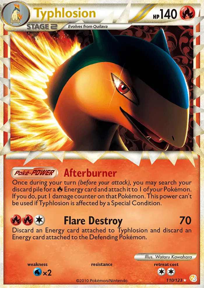 Typhlosion Rare PRIME Pokemon card #110 from HeartGold SoulSilver