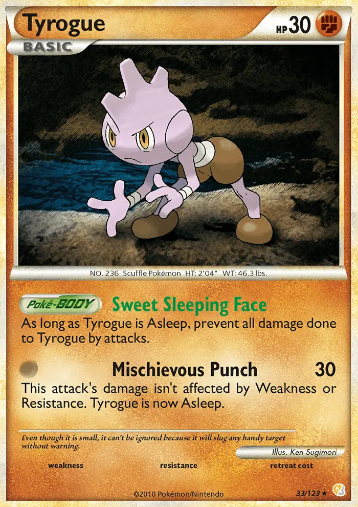 Tyrogue Rare Pokemon card #33 from HeartGold SoulSilver