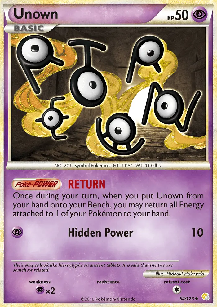 Unown Uncommon Pokemon card #54 from HeartGold SoulSilver