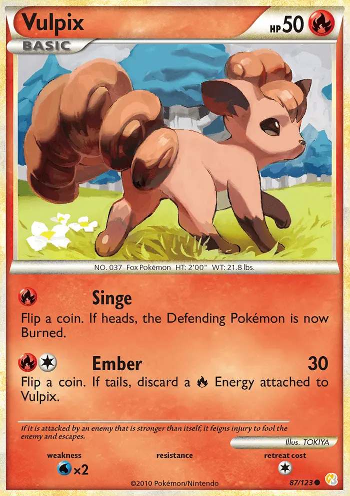 Vulpix Common Pokemon card #87 from HeartGold SoulSilver