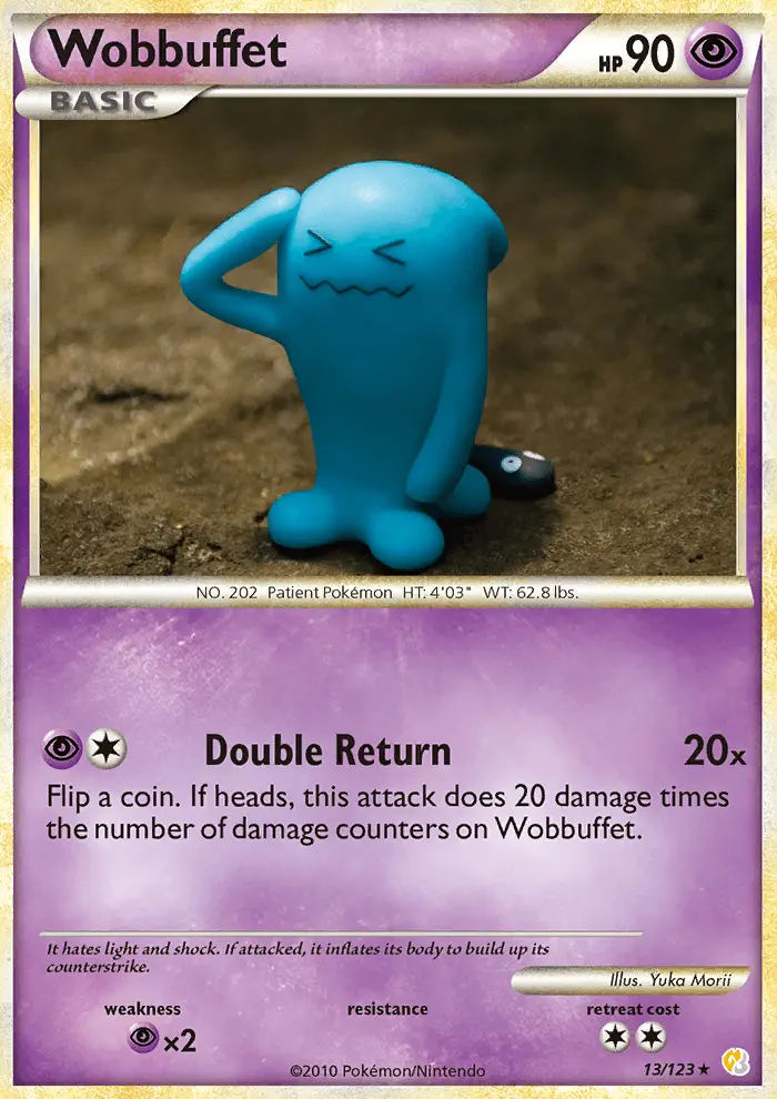 Wobbuffet Rare Holo Pokemon card #13 from HeartGold SoulSilver