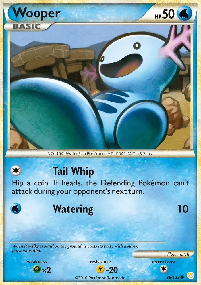 Wooper Common Pokemon card #88 from HeartGold SoulSilver