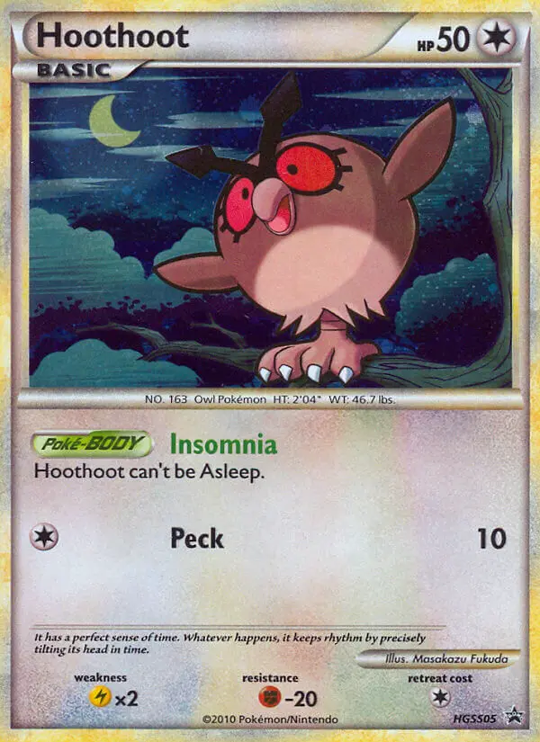 Hoothoot Common Pokemon card #HGSS05 from HGSS Black Star Promos