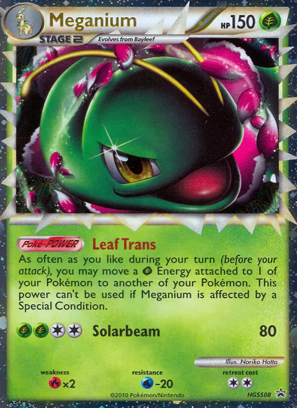 Meganium Common Pokemon card #HGSS08 from HGSS Black Star Promos