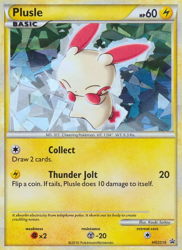 Plusle Common Pokemon card #HGSS16 from HGSS Black Star Promos
