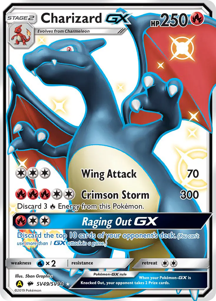 Charizard-GX Shiny rare Pokemon card #SV49 from Hidden Fates Shiny Vault