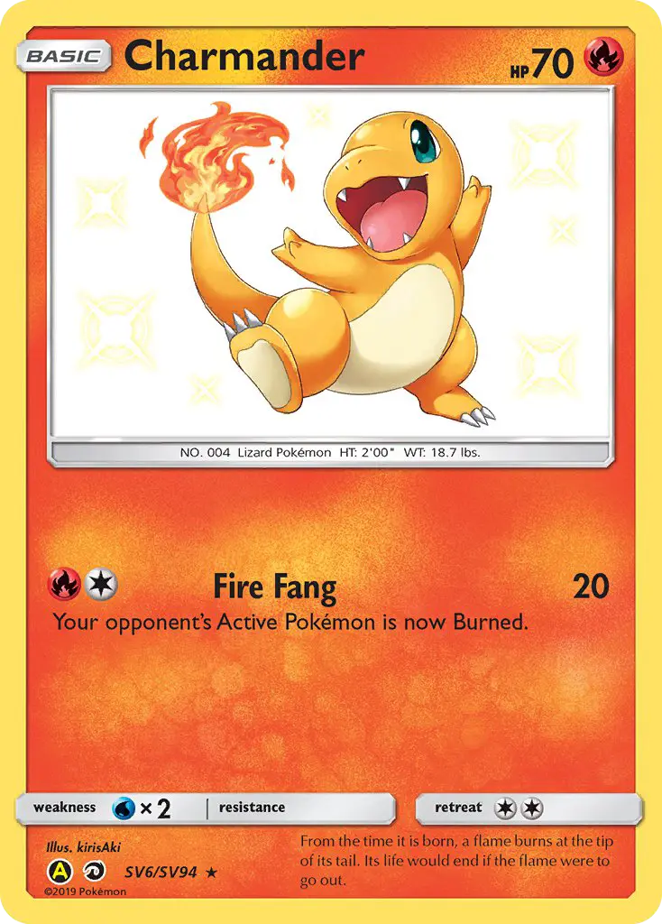 Charmander Shiny rare Pokemon card #SV6 from Hidden Fates Shiny Vault