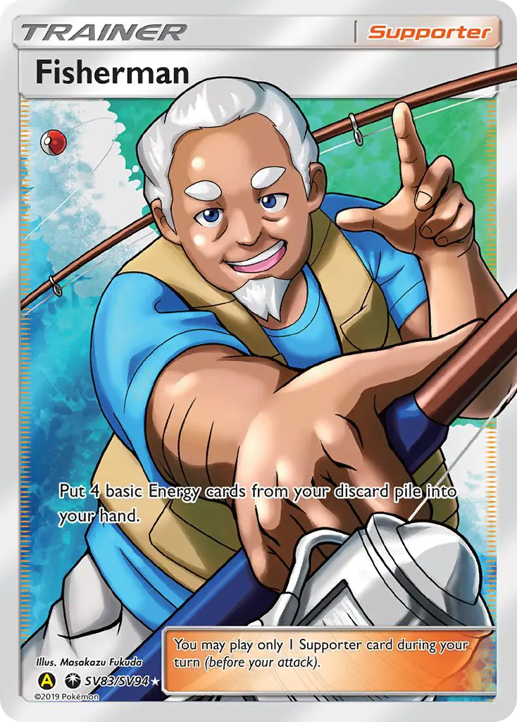 Fisherman Shiny rare Pokemon card #SV83 from Hidden Fates Shiny Vault