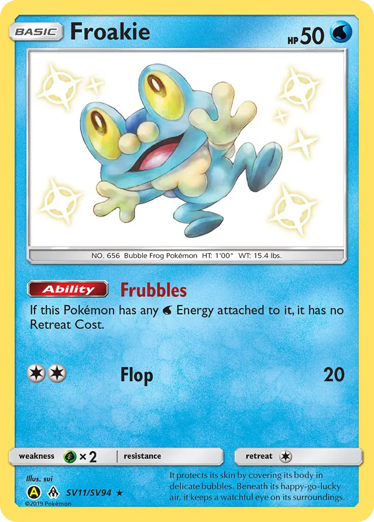 Froakie Shiny rare Pokemon card #SV11 from Hidden Fates Shiny Vault